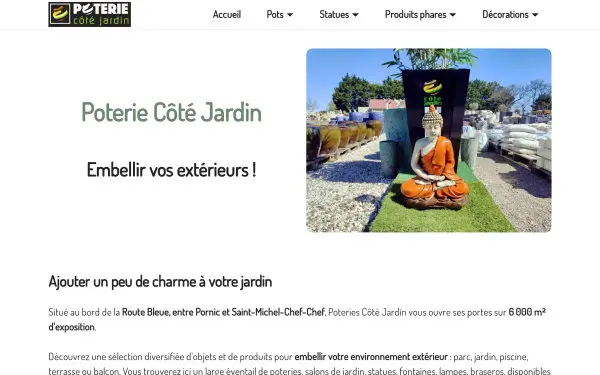 Capture d'écran du site Poteries Côté Jardin